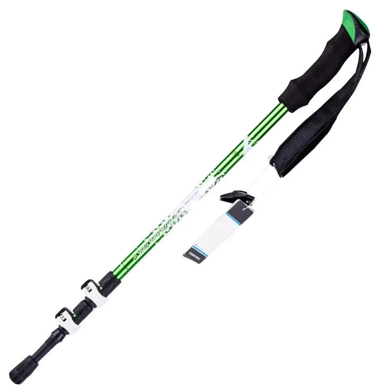 

Outdoor Three Section Mountaineering Stick with Straight Handle and Outer Lock Mountaineering Cross country Hiking Stick