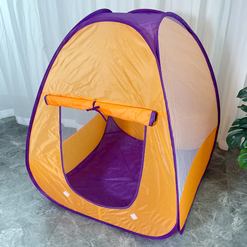 Indoor And Outdoor Children Pop-Up Game Tent Orange Green Foldable Portable Tent House  Convenient To Carry Children's Gift view 2