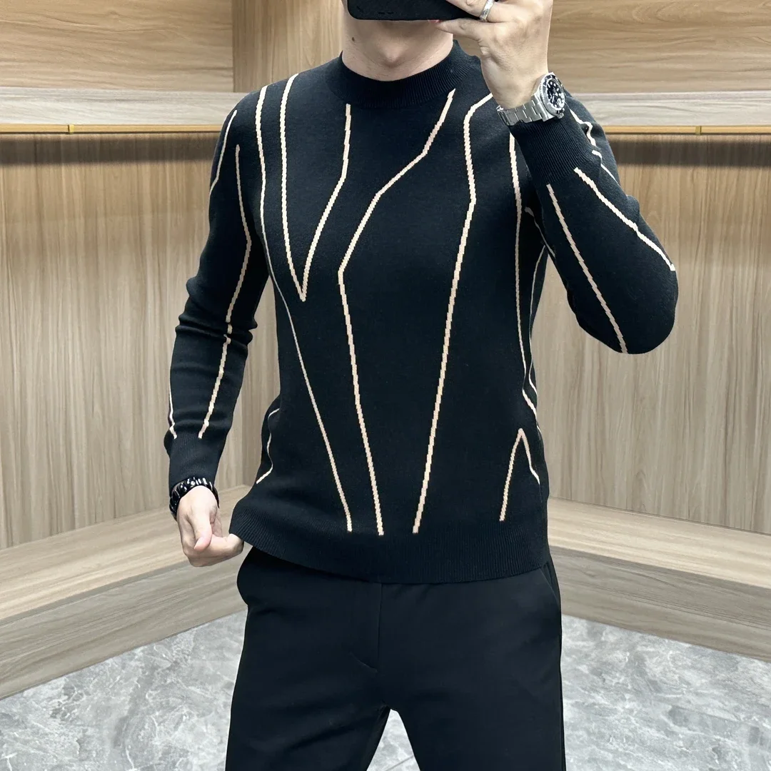 Winter Luxury Knitted Sweater Men's Trendy High-quality Pullover Round Neck Sweater Versatile Casual Business Sweaters M-4XL