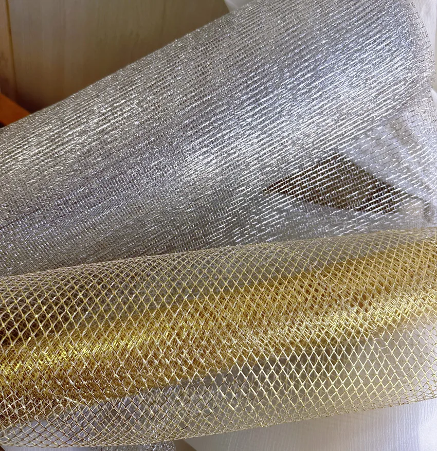 Silver Shape Medium Hard Grid DIY Handmade Large Mesh Diamond-Shaped Hollow Designer Fabric Fabric
