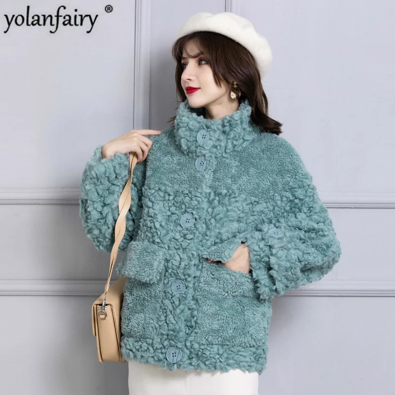 Coat Women Winter Real Fur Coat 100% Wool Jacket Furry Korean Fashion Womens Coats Chaquetas Mujer 2023