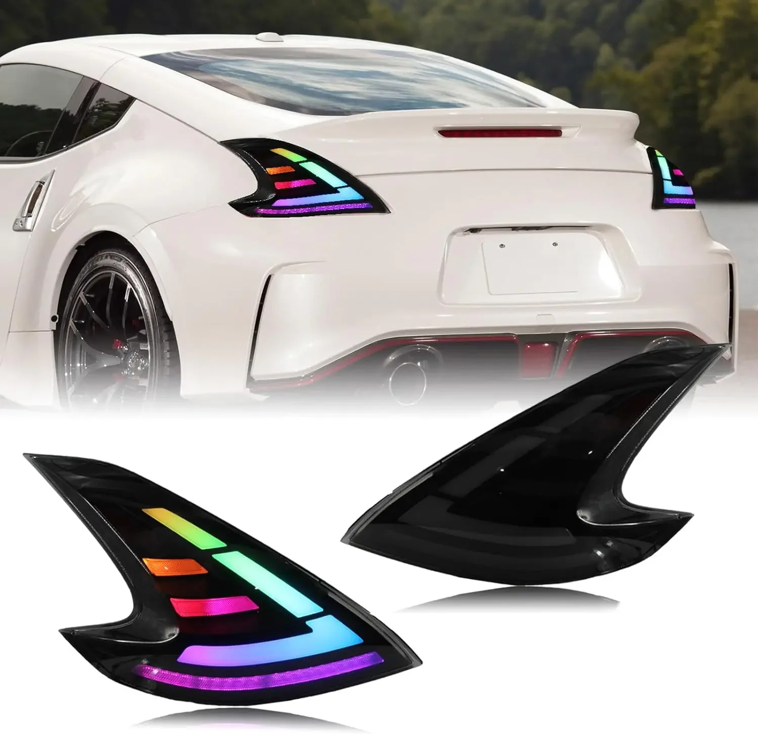 

RGB Tail Lights for Nissan Z34 370Z 2009-20 Sequential Rear Lamps Rear Lights with Turn Signal Start-up Animation Plug and Pla