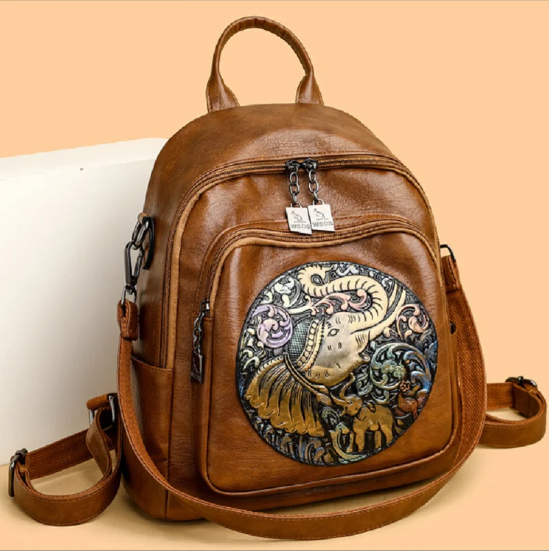 Hot Sale High Quality Soft Leather Large Capacity Travel Backpacks Women's Fashion Double Zipper Shoulder Bags School Bag