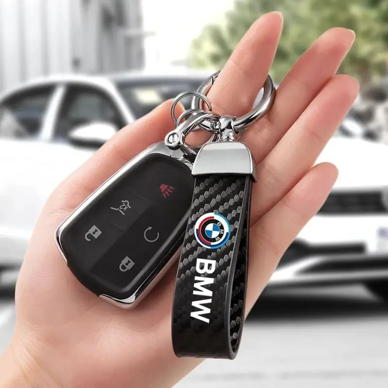 Car Carbon Fiber Keychain Zinc Alloy Keyrings Accessories For BMW X1 X2 X3 X5 X4 X6 X7 G30 G20 G32 G11 G12 F40 F30 F20 F10 F34