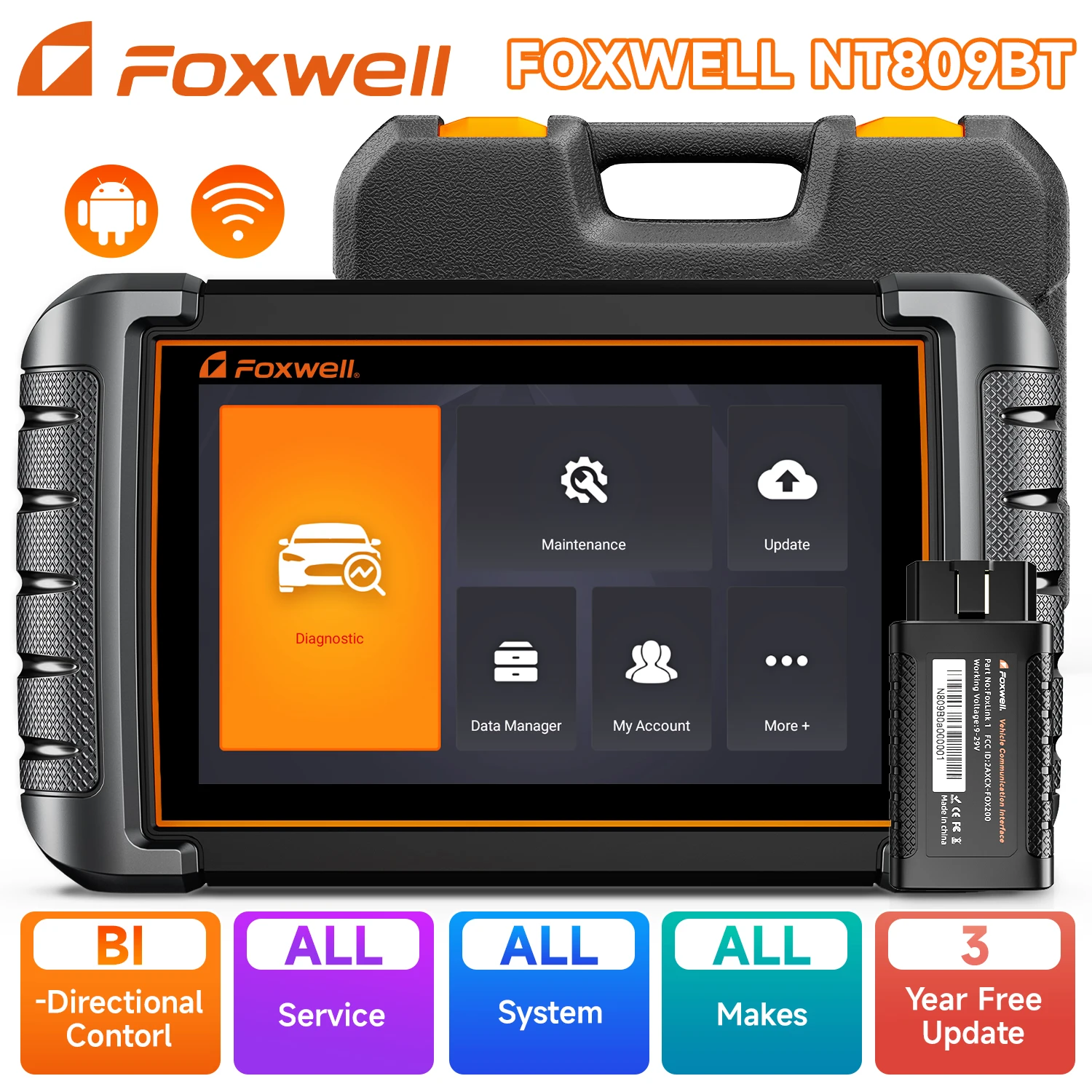FOXWELL NT809BT OBD2 Scanner DPF TPMS OIL 30+ Reset All System Bidirectional Auto Professional Automotive Car Diagnostic Tool