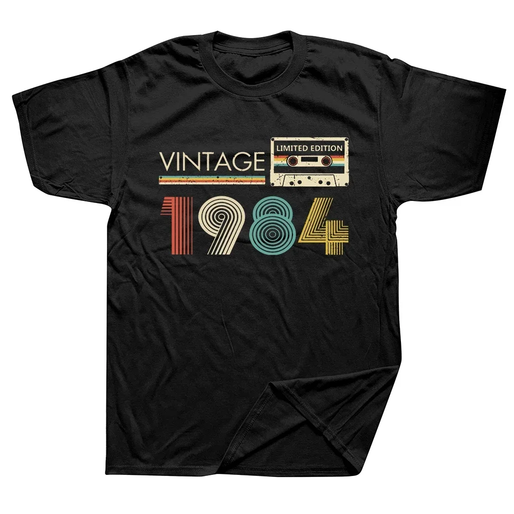 Cassette Vintage 1984 40th 40 Years Old Birthday Party Men T Shirts Limited Edition Retro Graphic Tee Cotton Classic T-shirts