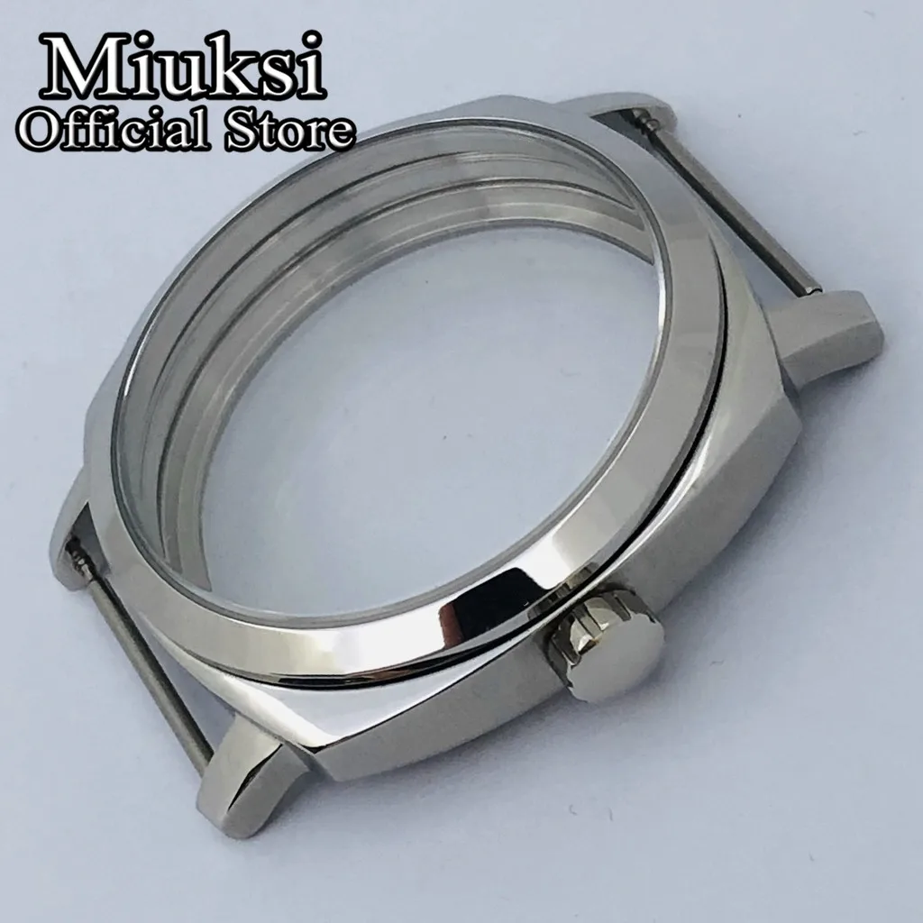 Miksi 42mm silver stainless steel watch case sapphire glass fit ETA6497 6498 Seagull ST3600 ST3620 ST36 series movement