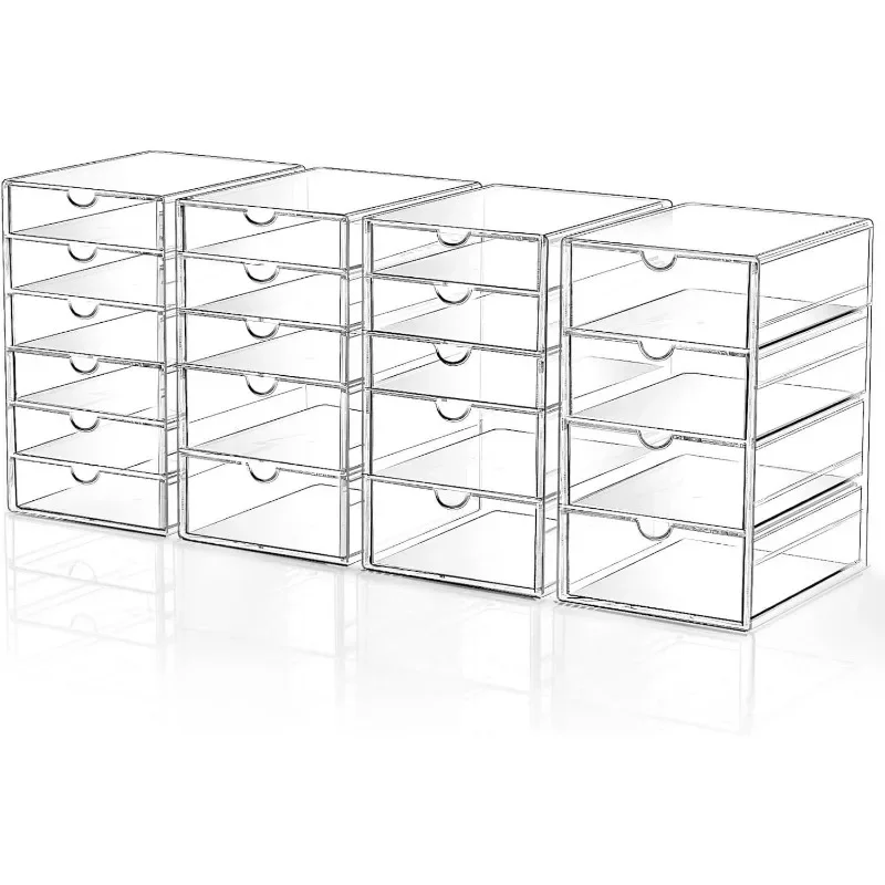 

Makeup Drawer Storage Organizer 4 Set Acrylic Office Desk Organization and Storage, Dustproof Drawer Organizer for Office