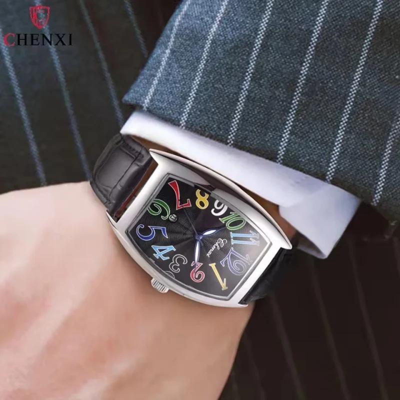 CHENXI 8217 Fashion Men's Quartz Watch Casual Waterproof Luminous Creative Dial Calendar Leather Strap Luxury Men's Gift Watches