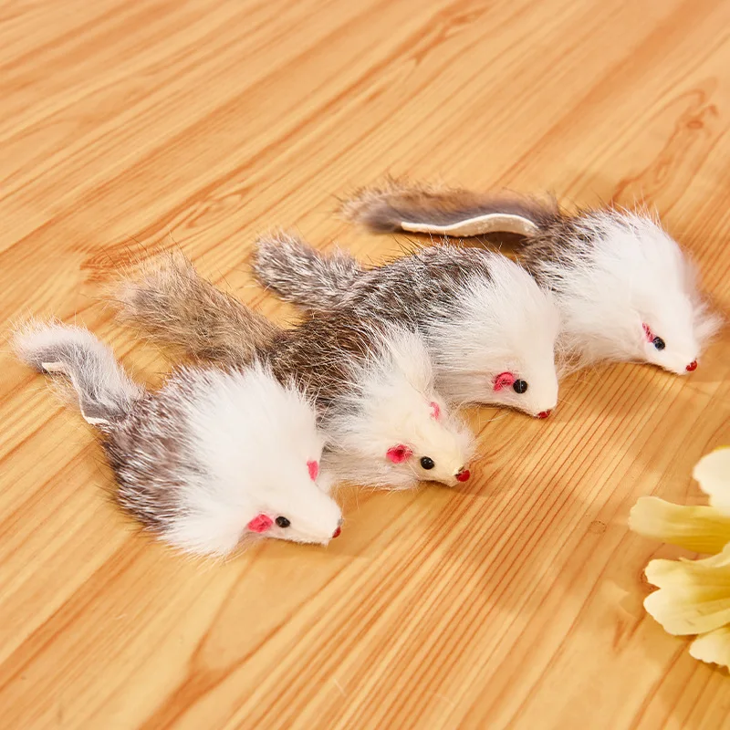 

Cat Supplies 100PC/Lot Rabbit Fur Pet Cat Toys Long-Haired False Mouse Teasing Toys Cat Accessories Toys for Cats