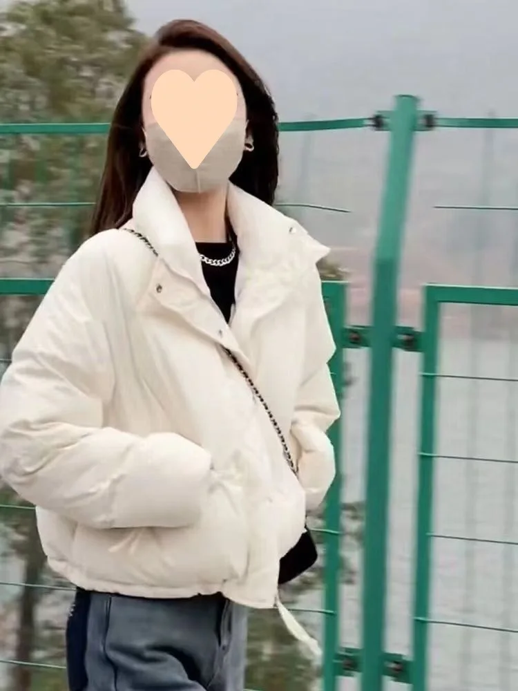 

Women's Winter Fashion Short Padding Jacket Cotton Stand Collar Classic Solid Parka Puff Coat Casual Sweet All-Match