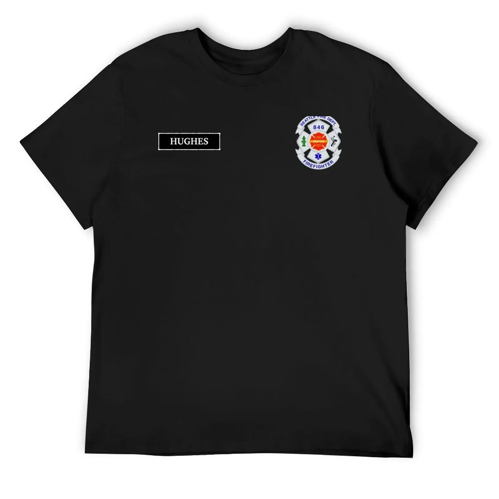 

STATION 19 - VIC HUGHES - BADGE T-Shirt customs luxury t-shirt summer clothes black t shirts for men