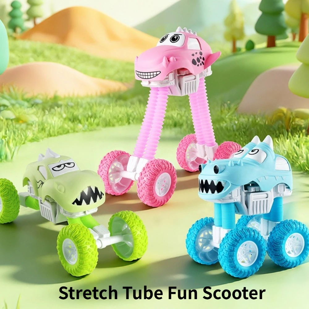 Children's Sliding Telescopic Car Cartoon Monster Car Boy and Girl Toy, Random Color and Style