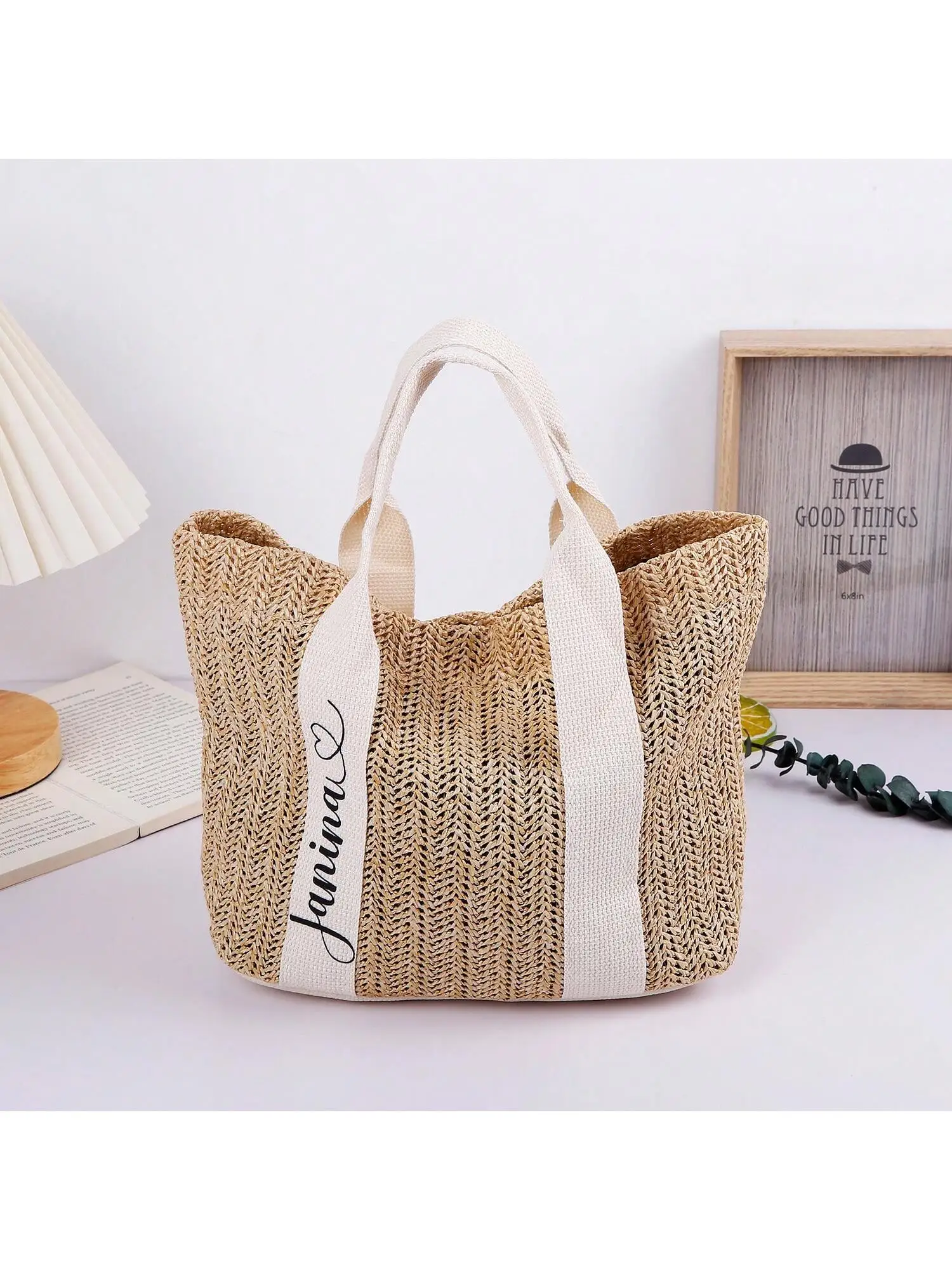 Personalized Custom Woven Bag Large Capacity Straw Bag