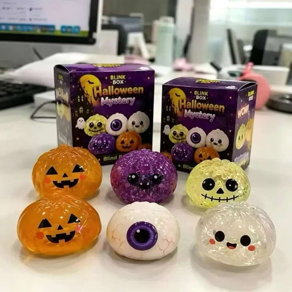 Glitter Filled Halloween Spooky Glitter Dumpling Squishies Toys Slow Rising Soft and Stretchy Sensory Fidget Toy Ghost