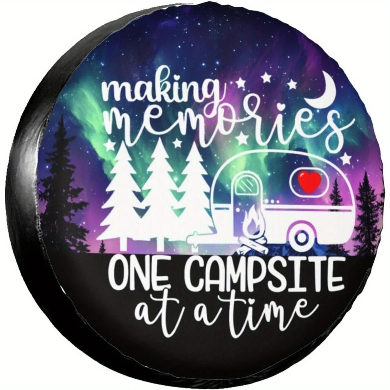 Camping Memories Aurora Spare Tire Cover Universal Waterproof Wheel Protector for RV SUV Truck Camper