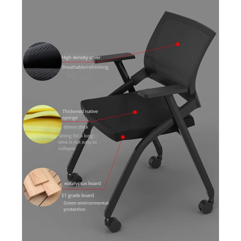 Computer Chair Home Folding Mesh Office Chairs Conference Movable Gaming Chair Portable Comfortable Backrest Chair With Wheels