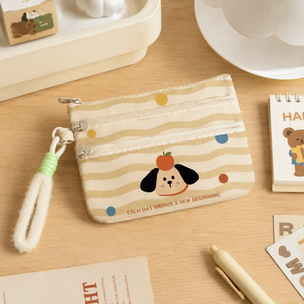 Card Pouch Lightweight Cartoon Passport Holder Zipper Slim Cute ID Card Holder Portable Soft Coin Bag Personal Use