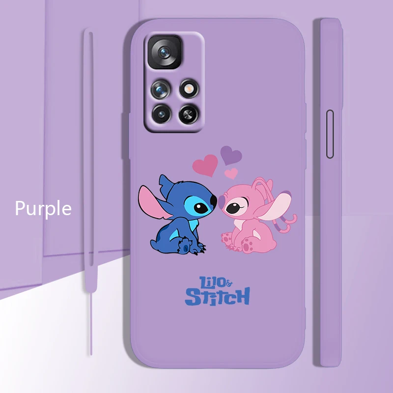 

Stitch Couple Pink Baby Phone Case For Xiaomi Redmi K50 Gaming 10 9 9A 9T 9AT 8 8A 7 6 Pro 4G 5G Liquid Rope Candy Cover Fundas