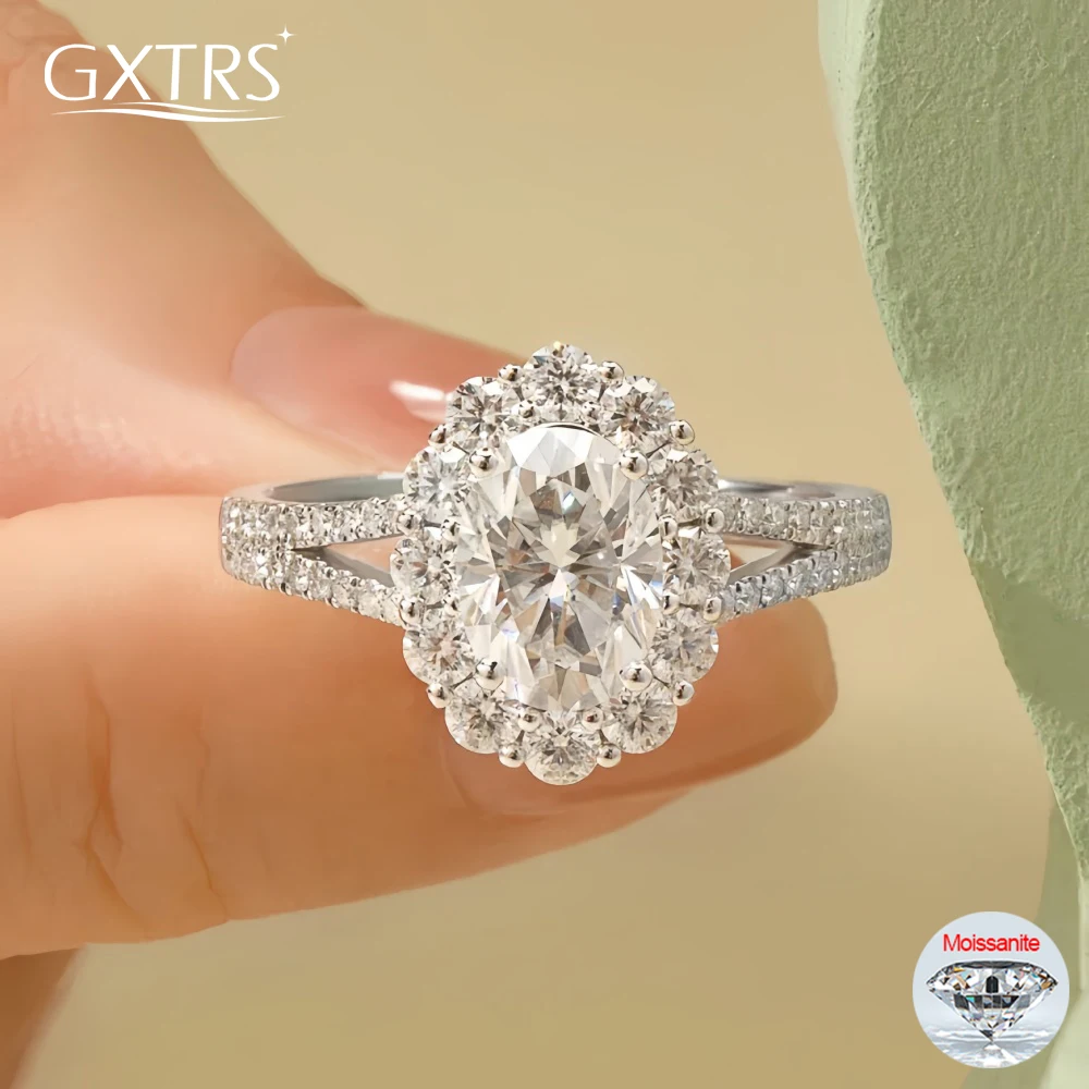 

GXTRS 2CT Real Moissanite/Zircon Rings For Women S925 Silver Vintage Sparkling Diamond Wedding Band 18K Plated Jewelry Pass Test