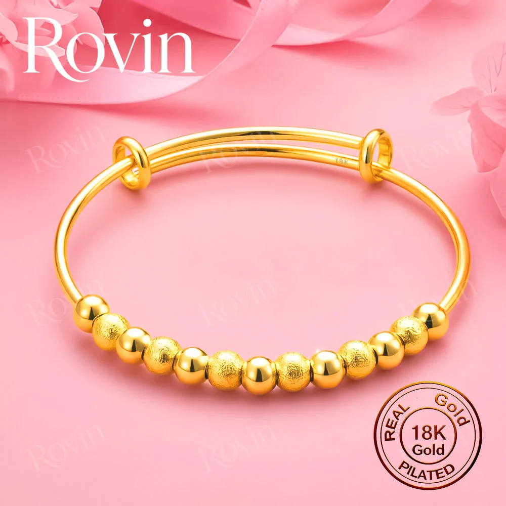 Exquisite 18K Gold Adjustable Bead Bracelet – A Stylish Accessory for Women's Weddings and Parties