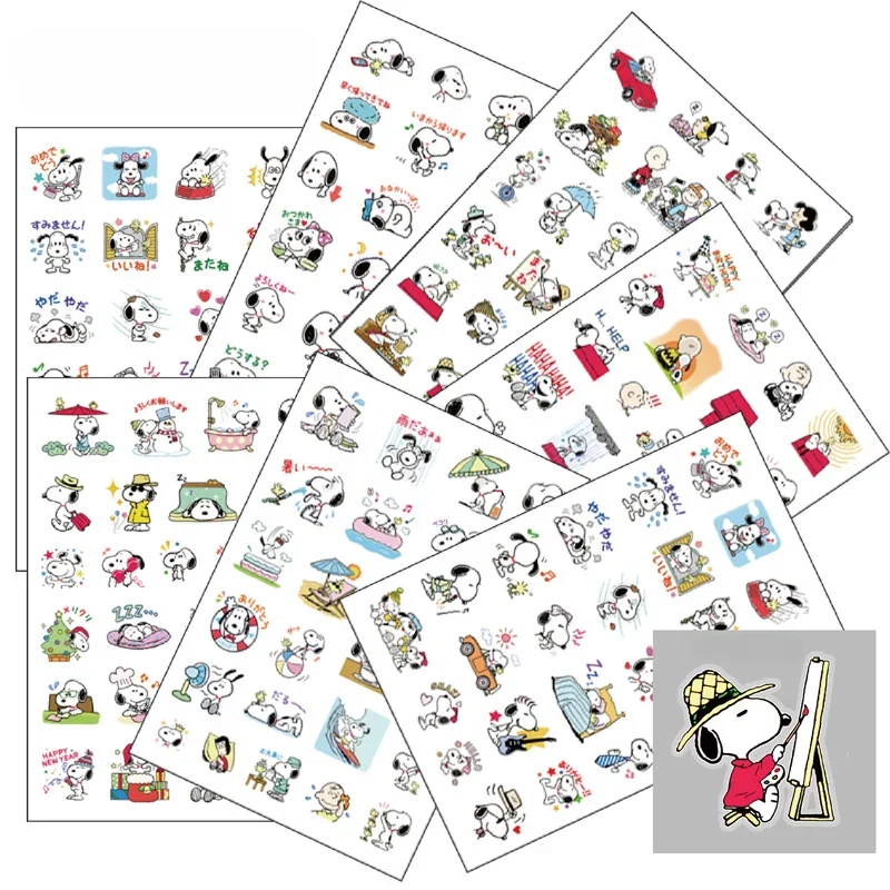 Anime Snoopy Stickers Cute Dog Graffiti Luggage Laptop Cup Handbook Album Diary PVC Waterproof Transparent Sticker Kids Toy Gift