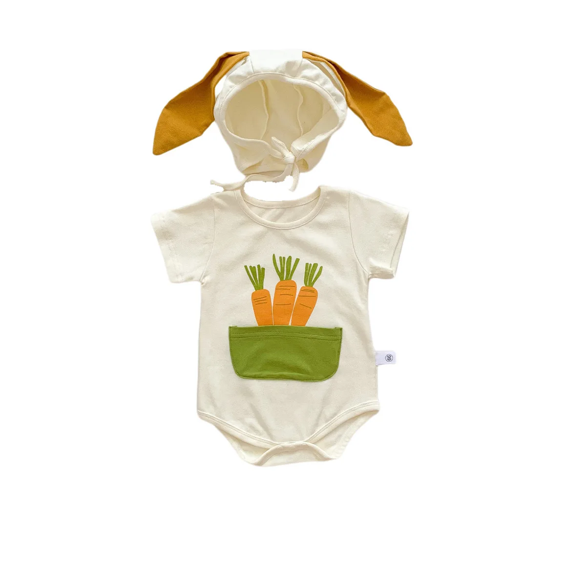 Infant Baby Ins Style Short Sleeve Korean Cute Carrots Outfits Kids Boys Girls Cotton Clothing One-piece Bodysuits Gift Hat