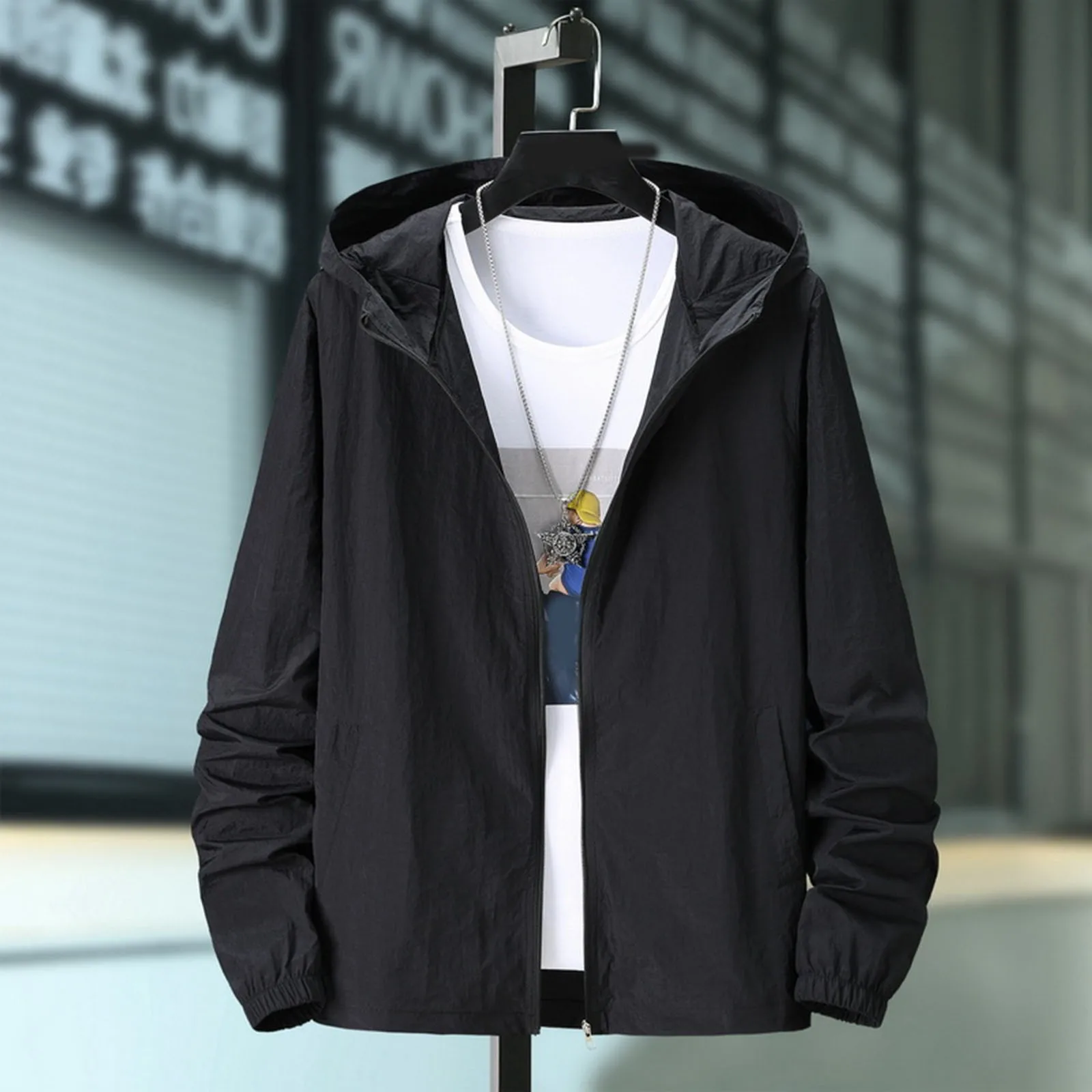 Men Fashion Solid Surface Pocket Cardigan Zipper Sweater Jacket Thin Bubble Jackets Men Korean Fashion Mens Clothing