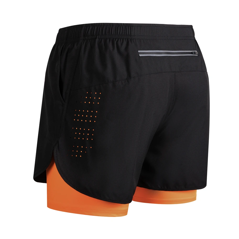 New Men's Running Shorts Fitness Quick-drying Black Double Layer Shorts Men Sport Workout Training Bodybuilding Short Pants