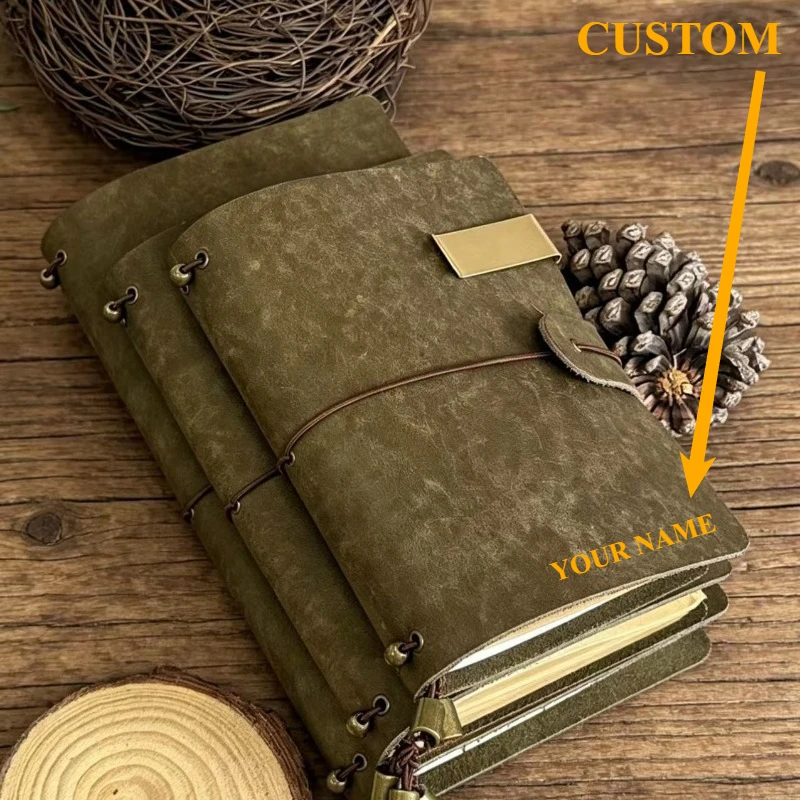 Pueblo Top Grain Leather Traveler Notebook Vintage Loose Leaf TN Journal Genuine Leather Diary Planner Custom Engraving