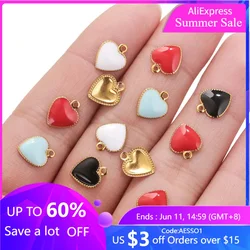 20pcs Stainless Steel Gold-plated Heart Dripping oil Small Pendants for DIY Necklace Bracelet Craft Charms for Jewelry Making
