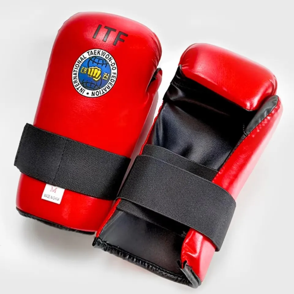 Taekwondo ITF Gloves PU Leather Karate Training Foot and Leg Protective Covers Ankle Pads Protective Equipment Logo Print image 3