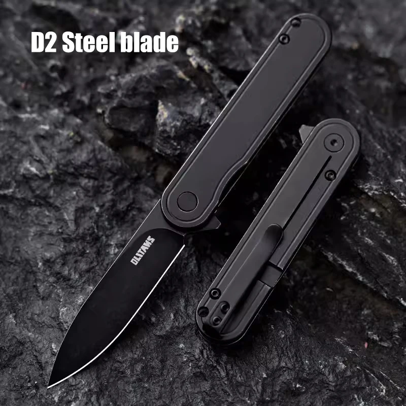 T025 Olitans D2 coltello pieghevole tascabile con lama in acciaio TC4 manico in lega di titanio EDC campeggio all'aperto strumenti portatili di autodifesa