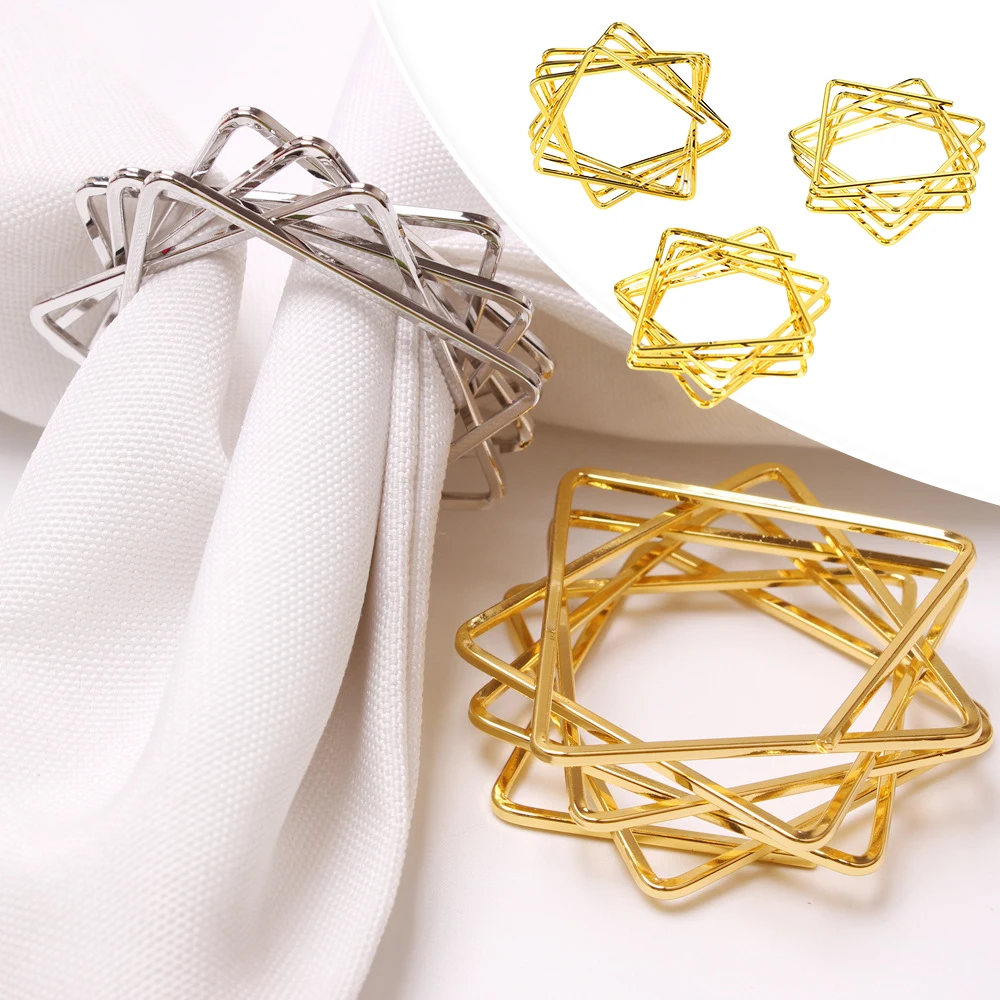 

Holiday Star Napkin Rings Christmas Polygonal Five Pointed Star Napkin Holders for Table Setting