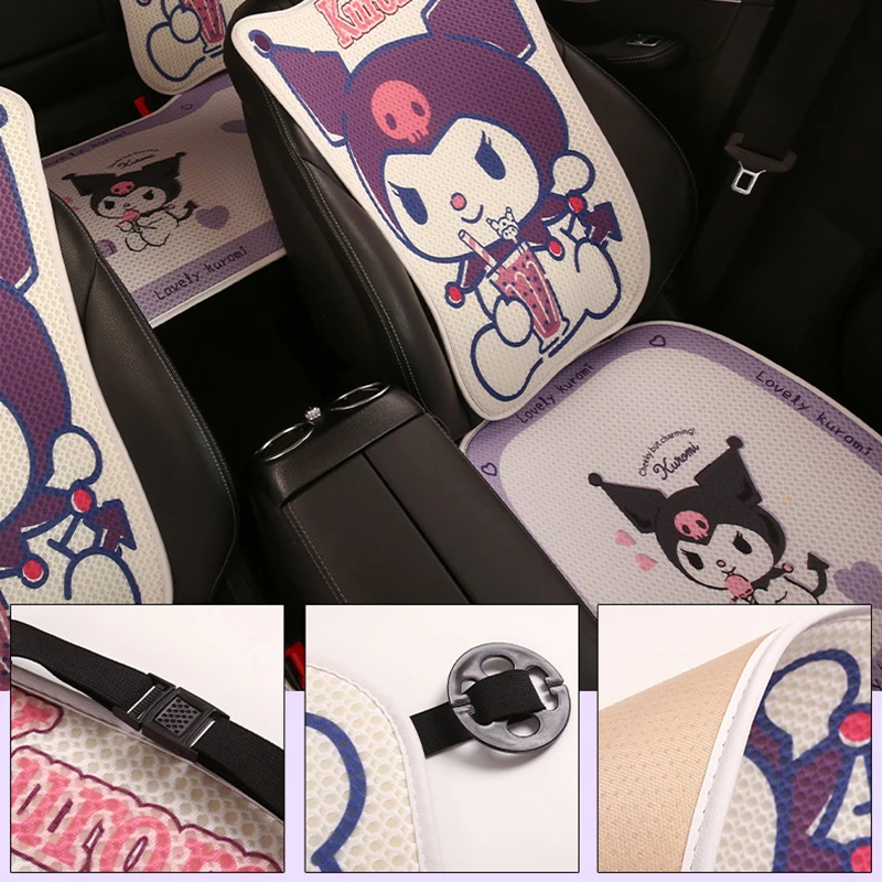 2024 Cute Cartoon Car Seat Cushion Protector Fashion Breathable Ice Silk Car Seat Cushion Cover Anti Slip Interior Accessories