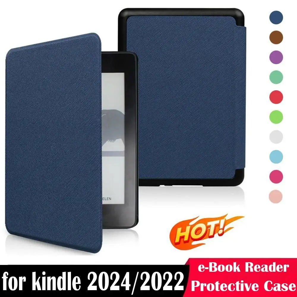 

PU Leather Folio Case Auto Sleep/Wake Shockproof E-Reader Protective Shell Lightweight for Kindle 2024 6" (12th Generation)