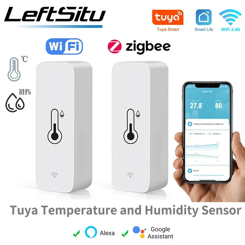 Tuya wifi inteligente sensor de umidade temperatura higrômetro interno controlador monitoramento trabalho com alto-falan