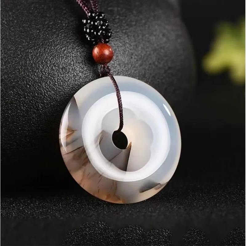 Agate chalcedony peace pendant promotional gift ice-type ocean grass flower pendant jade ornament