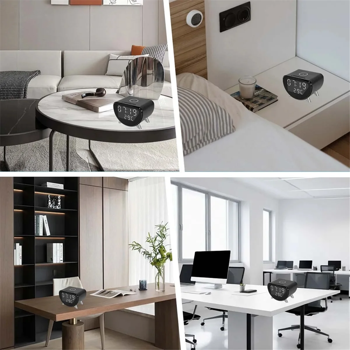 ABLK multifunctionele wekker temperatuurklok draadloze oplader LED mobiele telefoon drie-in-één draadloze oplader