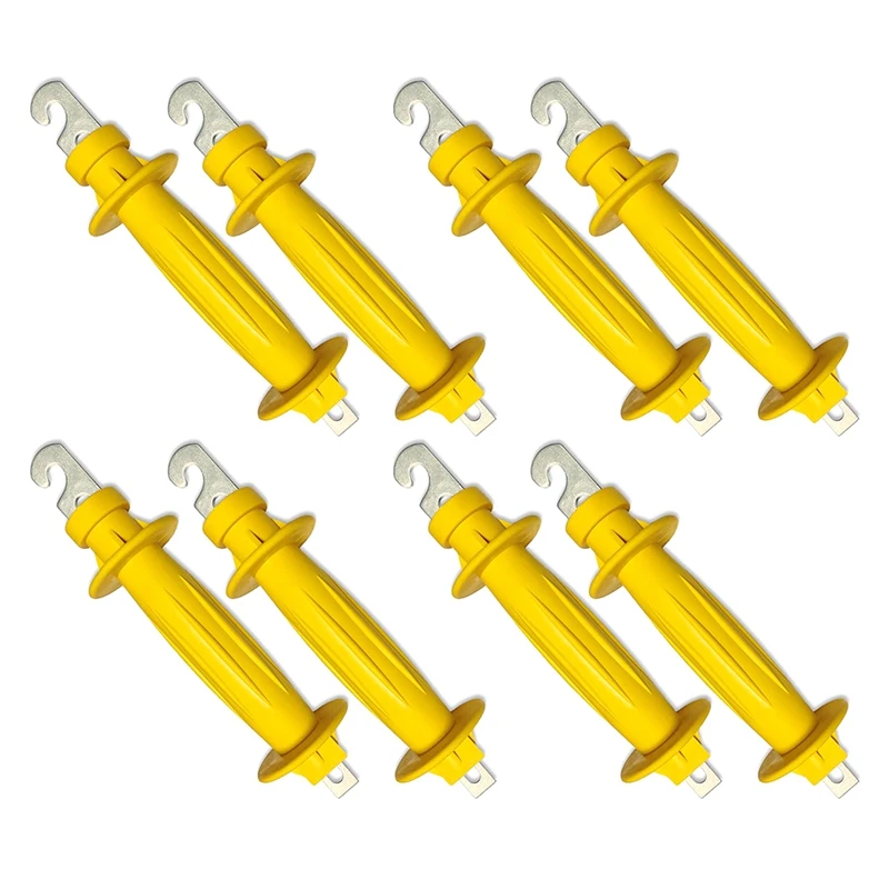 8-Pack Electric Fence Rubber Gate, Electric Fence Spring Handle, Insulated Plastic Handle, Yellow Rubber Gate Handle Fence Parts