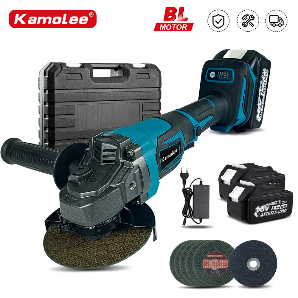 

Kamolee 100MM/125MM Brushless Cordless Angle Grinder 3 Speed 18500RPM Cutting Power Tools Compatible For Makita 18V Battery