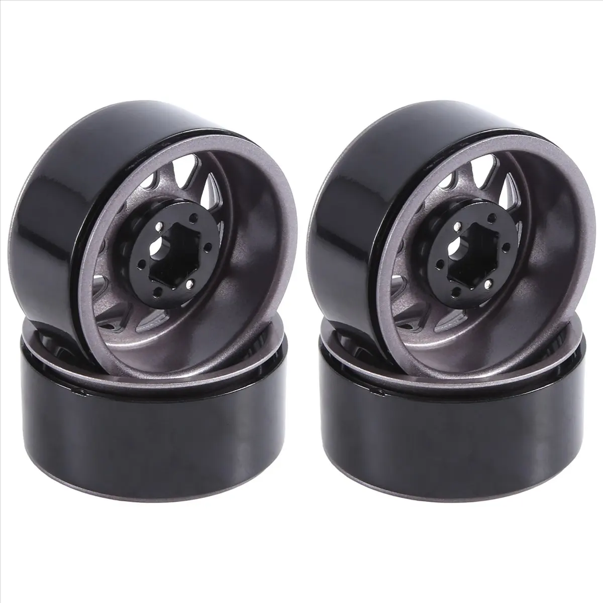 【AA58】 4PCS Metal Alloy 1.9 Beadlock Wheel Rims for 1:10 RC Crawler SCX10 AXI03007 90046 TRX4 GEN8 (Grey)