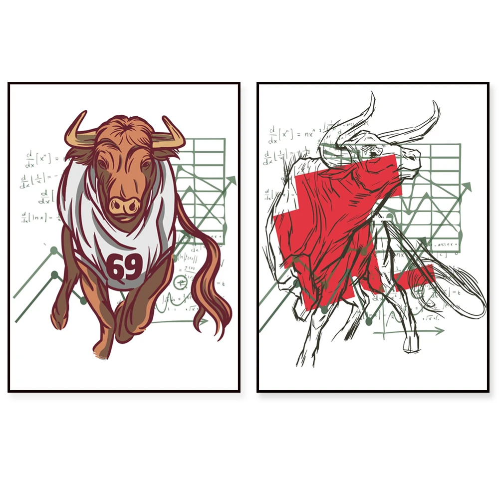 Downward Trend Bear Market stock market bull market poster and printed modern office home decoration stock trading wall painting