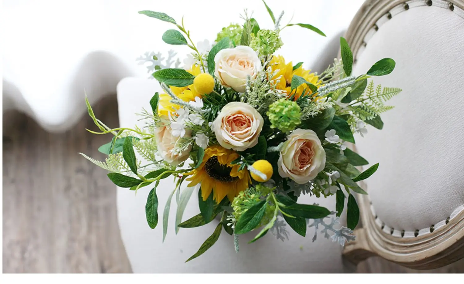 Peorquídea rosa girassóis artificiais buquê de noiva casamento damas de honra buquê de seda flores ramos de quinceañeras buque de noivas