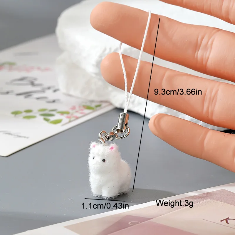 Flocked Alpaca Keychain Secure Plush Sheep Mobile Chain Cute Plush Keychain Fuzzy Resin Animal Keyring For Backpack Purse Keys