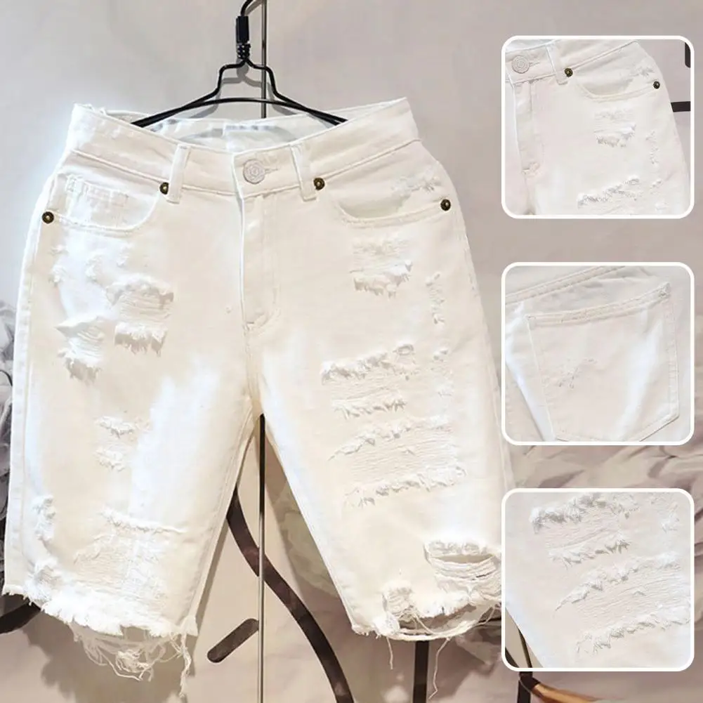 

New White Jeans Men All-match Fashion Ripped Hole Slim Stretch Harem Pants Comfortable Male Streetwear Denim Trousers