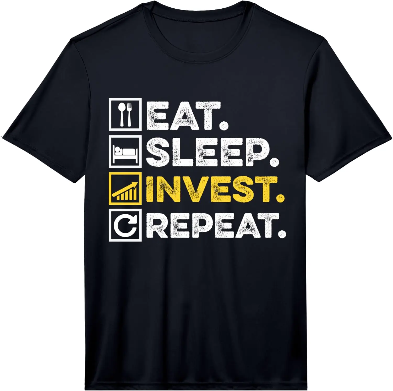 

Mens Eat Sleep Invest Repeat Shareholder Investor Stock Market Performance T-Shirt 100% Cotton Trendy Y2K Short-Sleeve Tee –