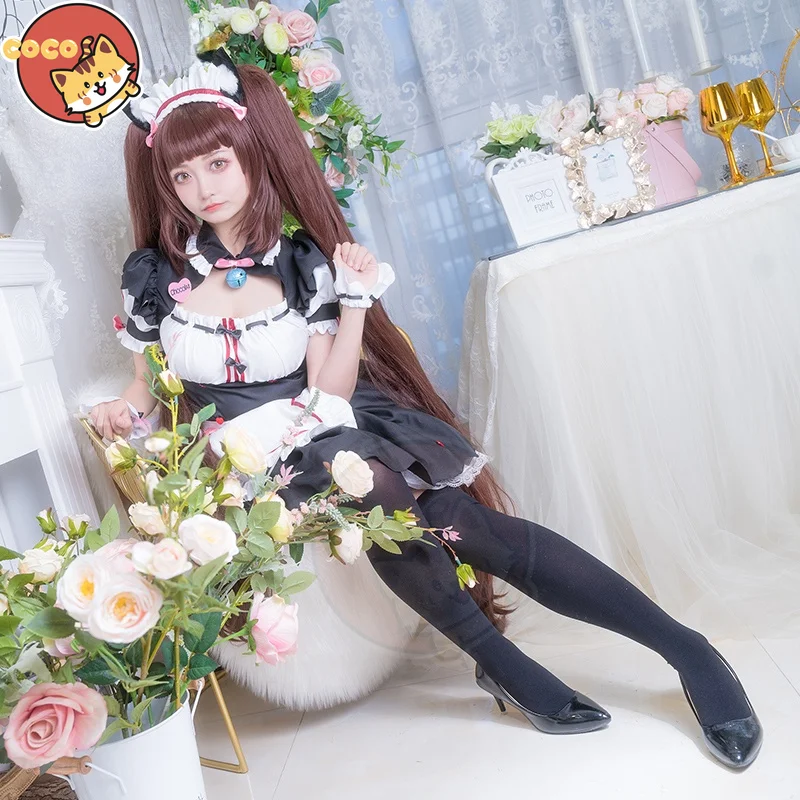 Robe de demoiselle d'honneur au chocolat, Cosplay, Cosplay, Cosplay, Costume, Nekomimi, paradis, Cosplay, perruque, coupe, pour filles