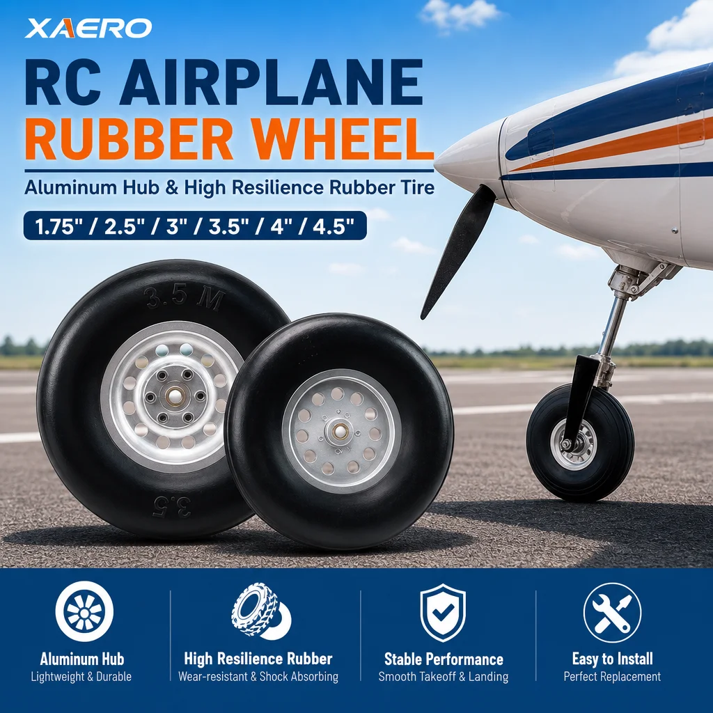 

XAERO Aluminum Hub Rubber Wheel Landing Gear Tire for RC Airplane Replacement