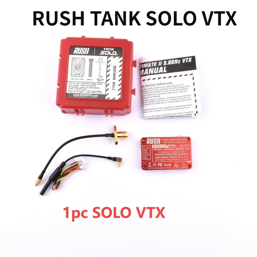 Rushfpv Rush TANK SOLO 1.6W vtx 5.8G ไมโครโฟนในตัว pitmode 2-6S 48CH สำหรับ FPV การชิ้นส่วน DIY ระยะไกล